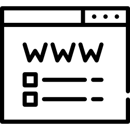 Icon of computer screen window with letters www